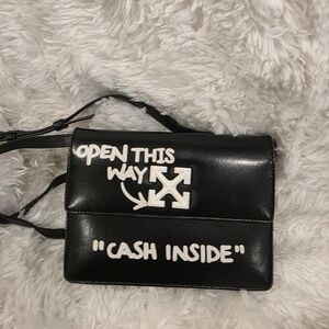 Off-White Black Crossbody Bag with Bold Text